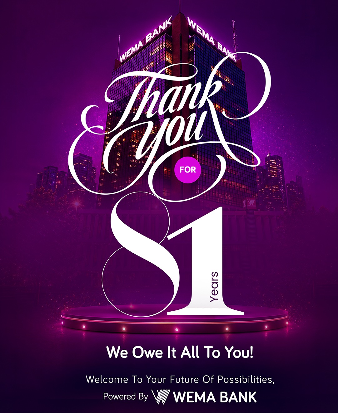 WEMA BANK CELEBRATES 81ST ANNIVERSARY AND 9TH ANNIVERSARY OF ALAT